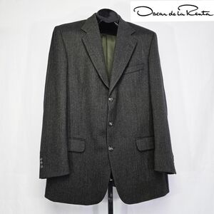 Oscar De La Renta Virgin Wool Haringbone Blazer 42Long/Tall